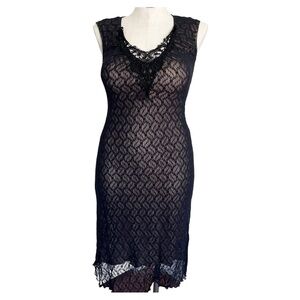 Vintage De.Coded Y2K Black Lace V Neck A Line Dress